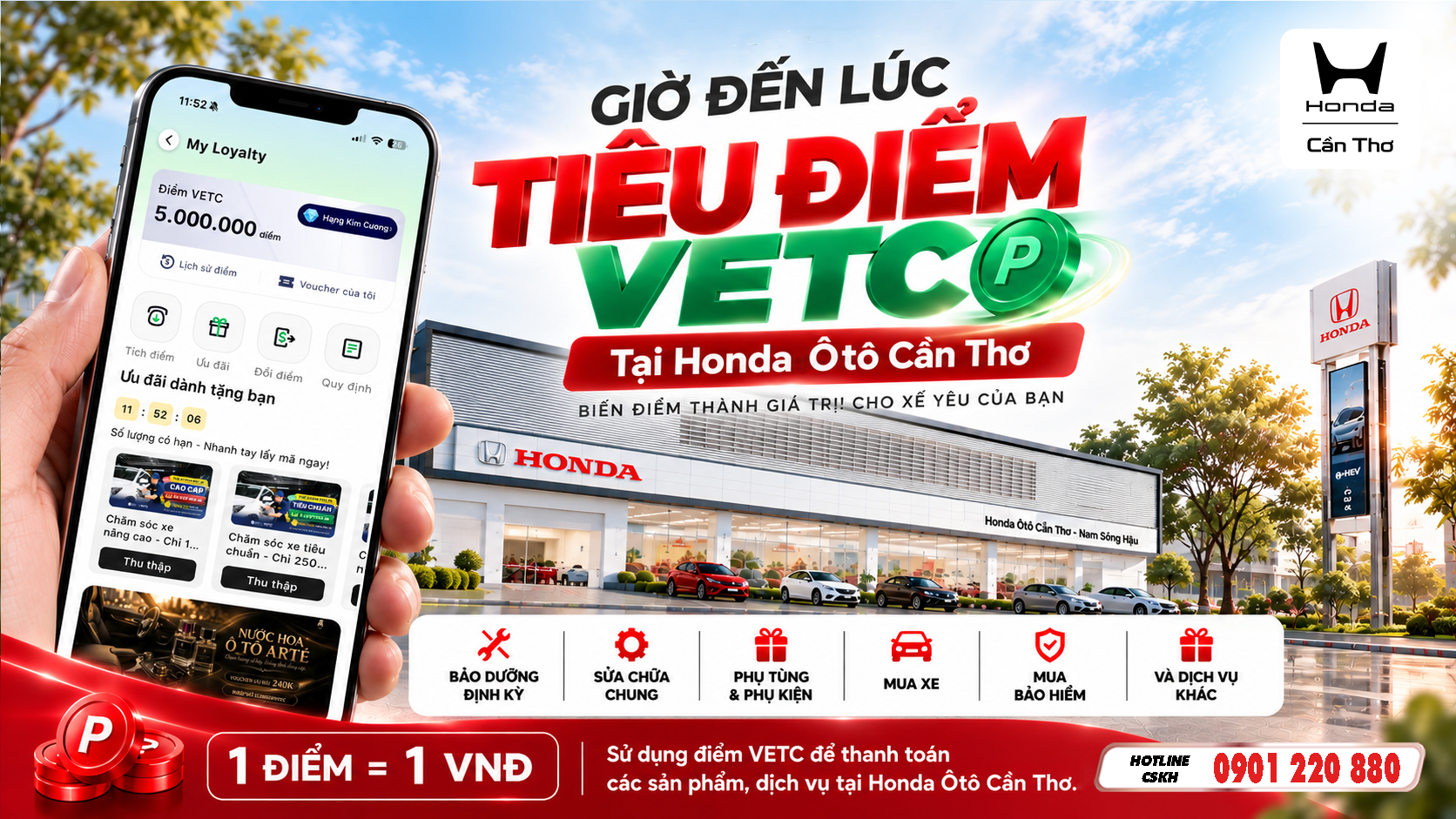Tiêu Điểm VETC Tại Honda Ôtô Cần Thơ | 1 Điểm = 1 VNĐ